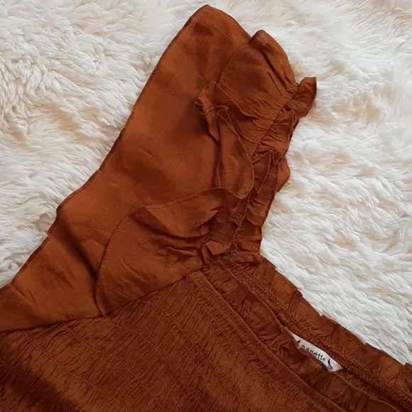 SOLD*Nanette Lepore Glazed Ginger Ruched Top Ruffle Bottom & Sleeves, Large, NWT - Picture 3 of 11